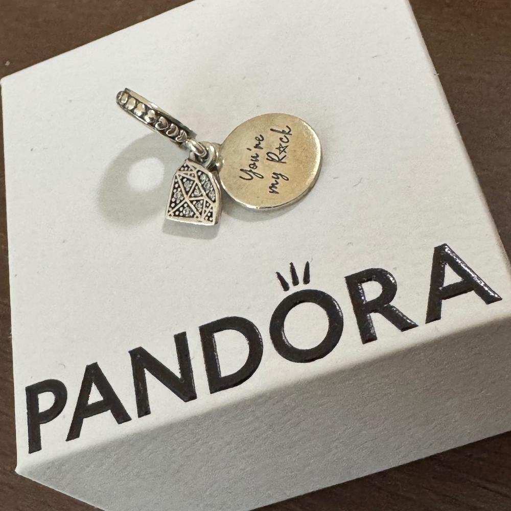 Authentic Pandora Retired "You're my rock" dangle charm